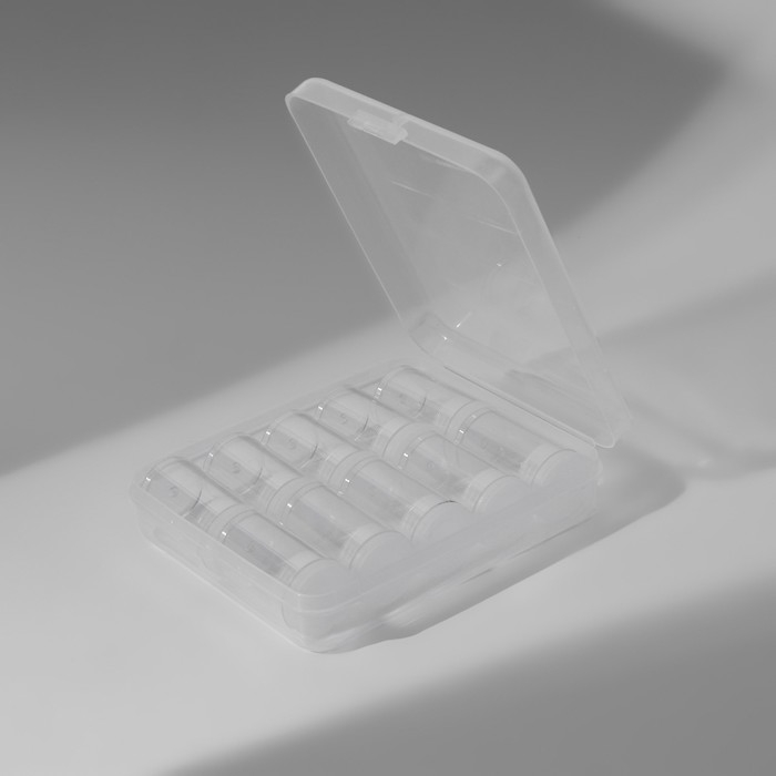 Набор баночек для хранения мелочей, d = 2,1 × 3,6 см, 10 шт, в контейнере, 11,5 × 9 × 2,7 см Набор баночек для хранения мелочей, d = 2,1 × 3,6 см, 10 шт, в контейнере, 11,5 × 9 × 2,7 см