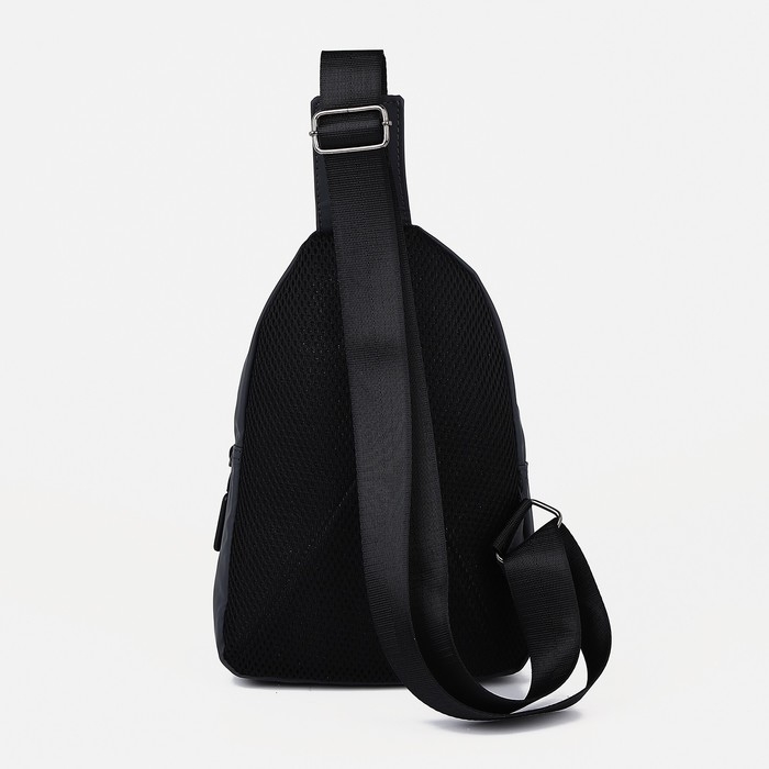 Сумка-слинг мужская из текстиля, отверстие для наушников, цвет серый Сумка-слинг мужская из текстиля, отверстие для наушников, цвет серый