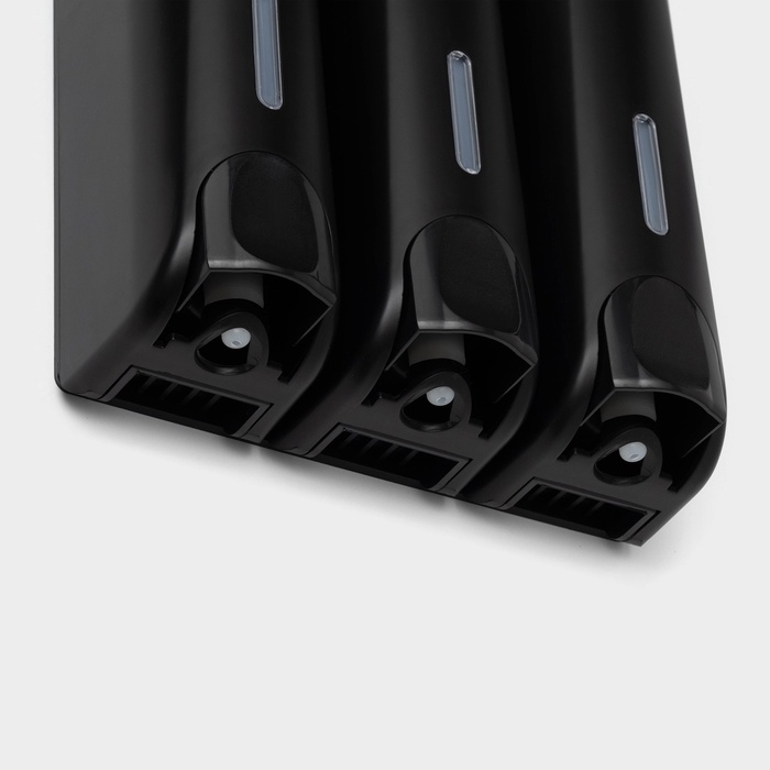 Диспенсер для мыла SAVANNA, механический, 3 отсека по 350 мл: шампунь, кондиционер, гель, чёрный Диспенсер для мыла SAVANNA, механический, 3 отсека по 350 мл: шампунь, кондиционер, гель, чёрный