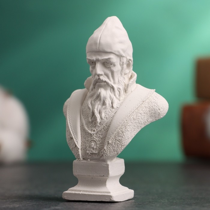 Бюст  Бюст "Царь Иван Грозный" белый, 4х2,5х6,5см