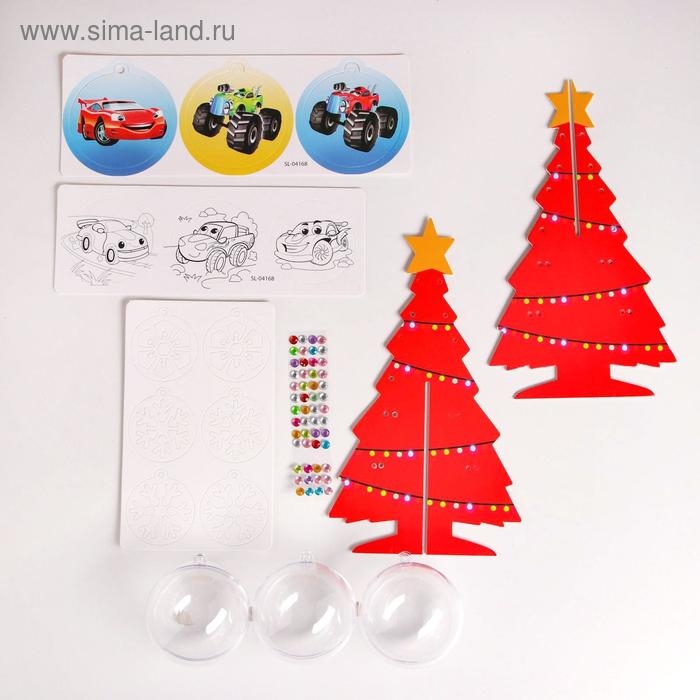 Набор для творчества «Новогодняя ёлочка с украшениями», своими руками, машинки, роспись, 3+ Набор для творчества «Новогодняя ёлочка с украшениями», своими руками, машинки, роспись, 3+
