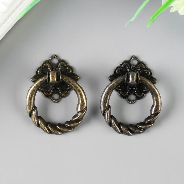 Ручка для шкатулки металл Ручка для шкатулки металл "Молоточек косичка" бронза набор 2 шт 841 4х3 см