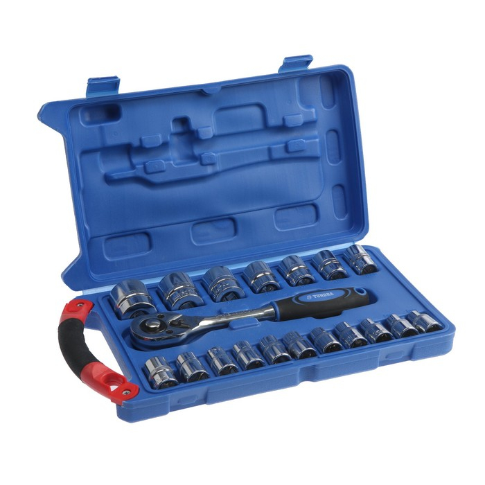 Набор инструментов в кейсе ТУНДРА, автомобильный, 1/2 Набор инструментов в кейсе ТУНДРА, автомобильный, 1/2", 19 предметов 482237