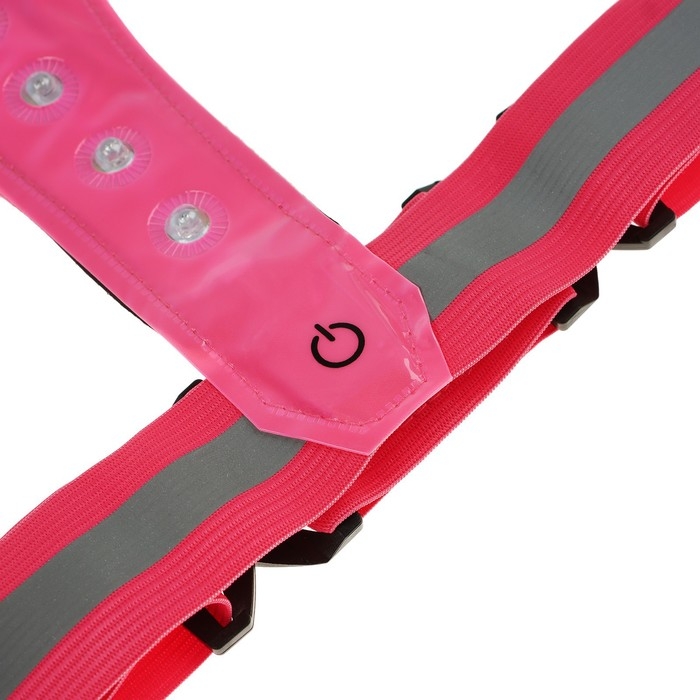 Жилет сигнальный, светоотражающий с регулируемым размером, розовый, LED сигнал, 4 режима Жилет сигнальный, светоотражающий с регулируемым размером, розовый, LED сигнал, 4 режима