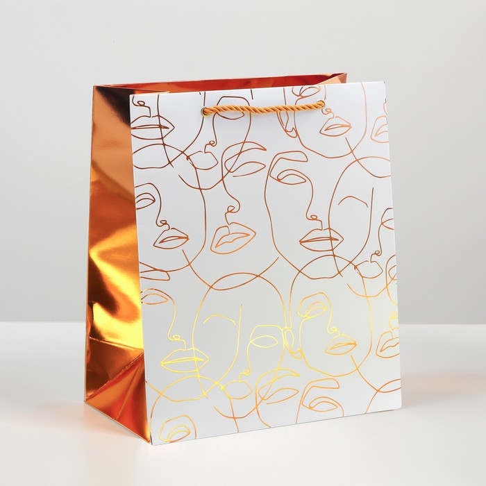 Пакет подарочный ламинированный, упаковка, «Бронза», 23 х 27 х 12 см