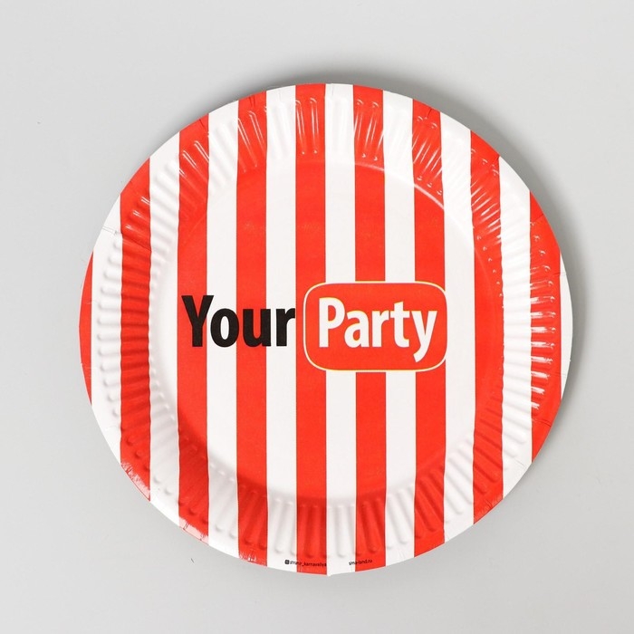 Набор бумажной посуды одноразовый Your party, 6 тарелок, 6 стаканов, 1 гирлянда