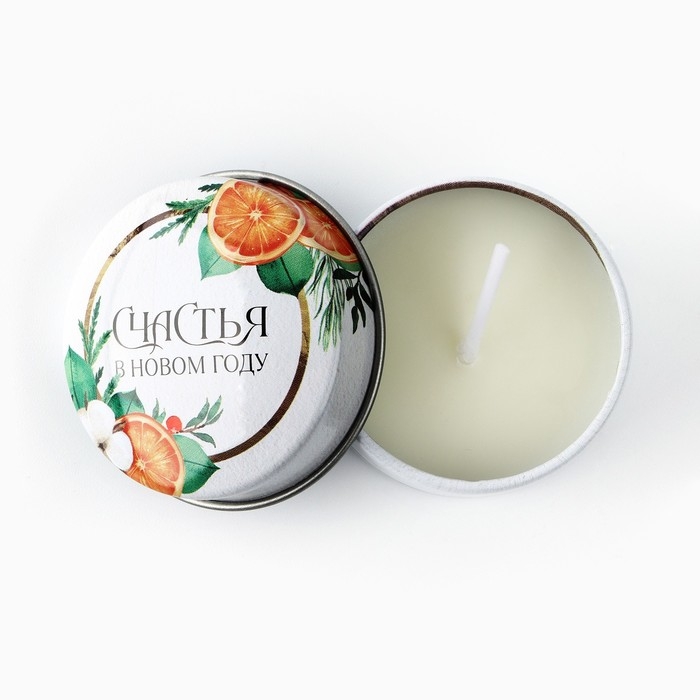 Свеча новогодняя в железной банке «Новый год: Счастья«Новый год: аромат апельсин, 4.8 см Свеча новогодняя в железной банке «Новый год: Счастья«Новый год: аромат апельсин, 4.8 см