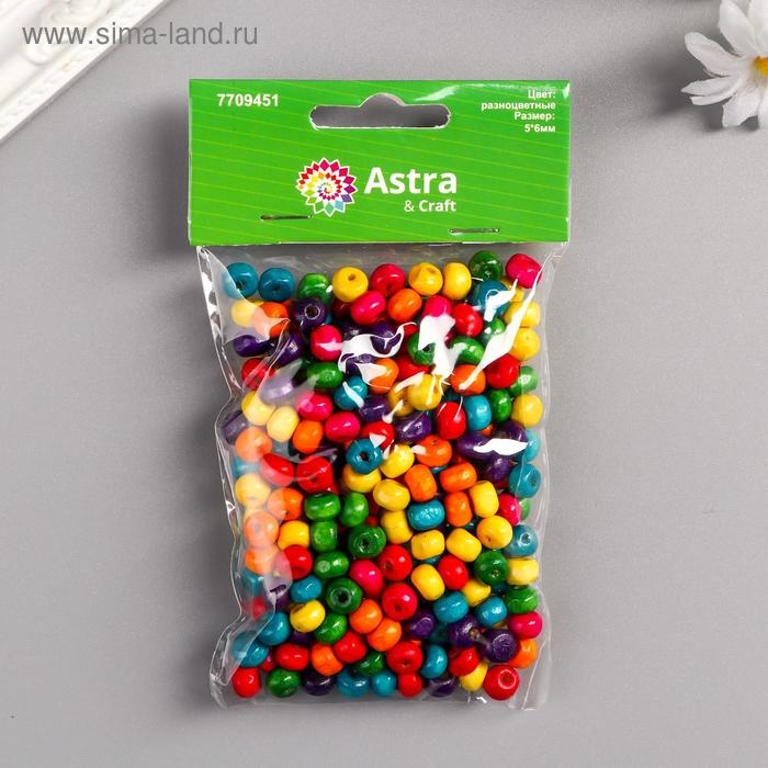 Набор деревянных бусин, 5х6мм, 280шт/упак, цв.разноцветные Набор деревянных бусин, 5х6мм, 280шт/упак, цв.разноцветные