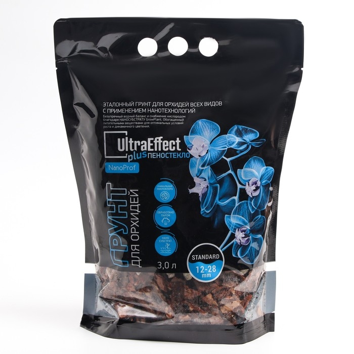 Грунт для орхидей UltraEffect+ Пеностекло NanoProf Standard 12-28mm, 3 л Грунт для орхидей UltraEffect+ Пеностекло NanoProf Standard 12-28mm, 3 л