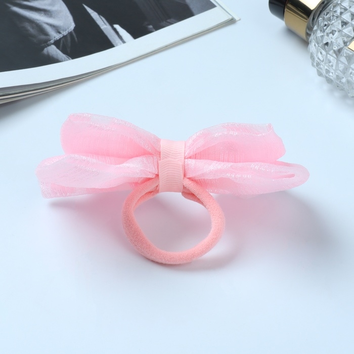 Резинка для волос бант Резинка для волос бант "Умница" полоска, розовый