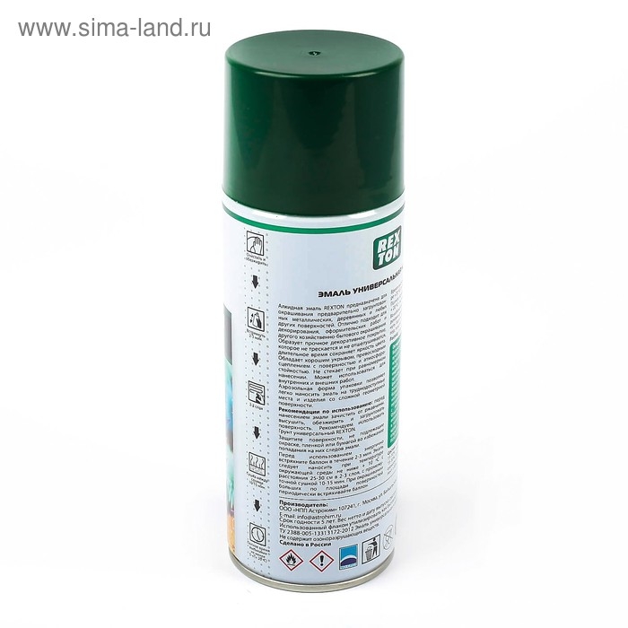 Эмаль алкидная универсальная REXTON, темно-зеленая, аэрозоль, 520 мл Эмаль алкидная универсальная REXTON, темно-зеленая, аэрозоль, 520 мл
