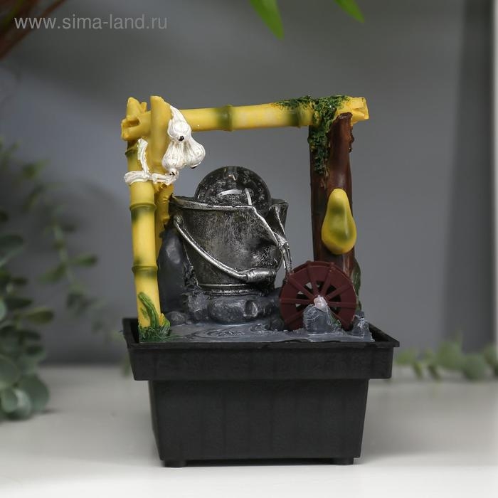 Фонтан настольный от сети Фонтан настольный от сети "Водяная мельница из бамбука" 18х12х12 см