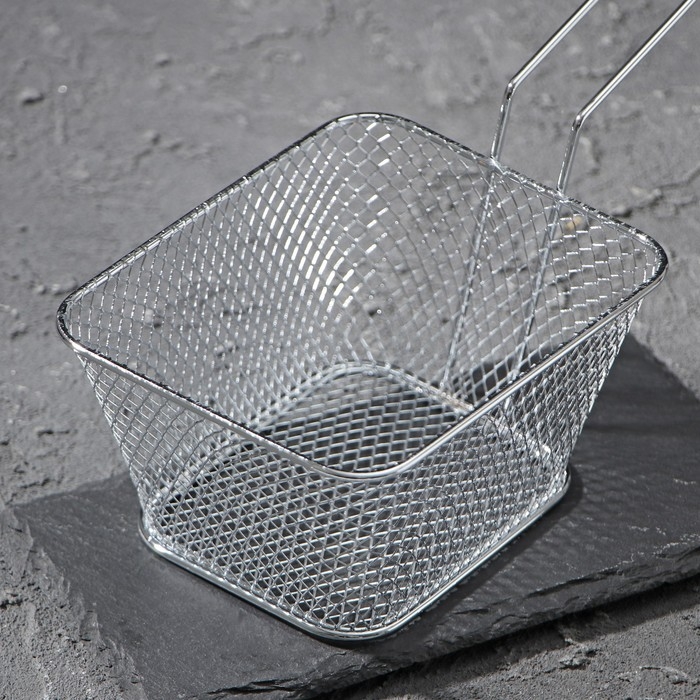 Корзинка для картофеля фри Доляна «Квадро», 23,5×11×12,5 см, мелкая сетка, цвет серебристый Корзинка для картофеля фри Доляна «Квадро», 23,5×11×12,5 см, мелкая сетка, цвет серебристый