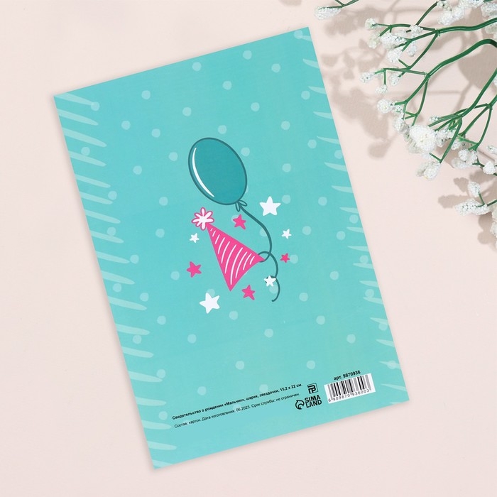 Папка под свидетельство о рождении  Папка под свидетельство о рождении "Мальчик" шарик, звездочки, А5