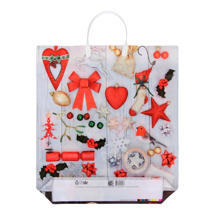 Новый год. Пакет  Новый год. Пакет "Коллаж сталь", полиэтиленовый с пластиковой ручкой, 44 х 40 см.