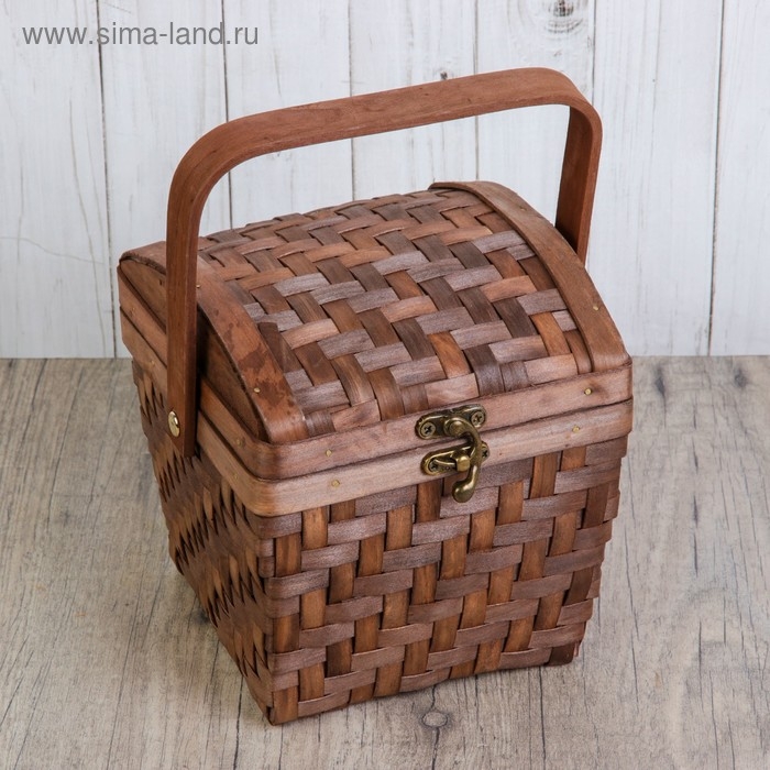 Сундук «Плетёнка», с замком, 16×16×25 см, шпон Сундук «Плетёнка», с замком, 16×16×25 см, шпон