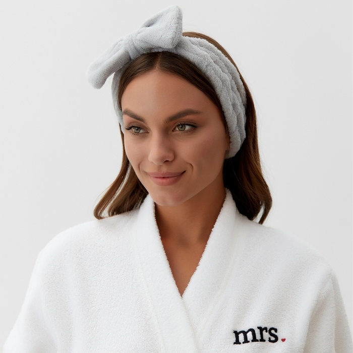 Повязка на голову Этель цв. Бежево-серый, 100% п/э Повязка на голову Этель цв. Бежево-серый, 100% п/э