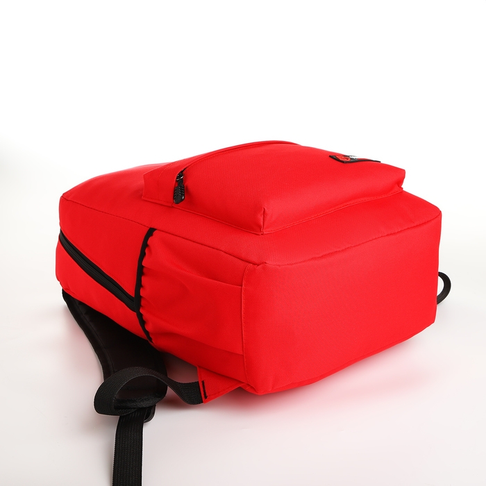 Рюкзак школьный на молнии, 4 кармана, цвет красный Рюкзак школьный на молнии, 4 кармана, цвет красный