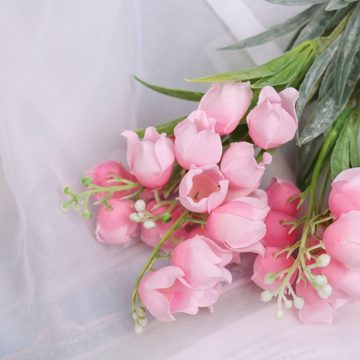 Букет Букет "Колокольчик с напылением" 27 см, розовый