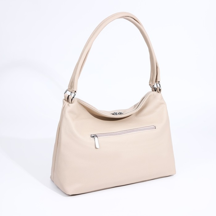 Сумка-тоут на молнии, 3 наружных кармана, цвет бежевый