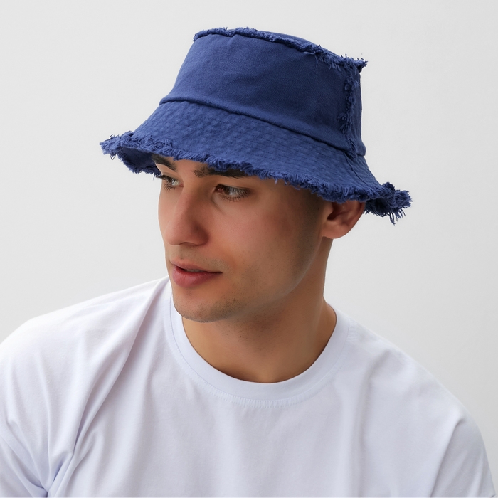 Панама джинсовая с необработанными краями MINAKU цвет синий, размер 56-58 Панама джинсовая с необработанными краями MINAKU цвет синий, размер 56-58