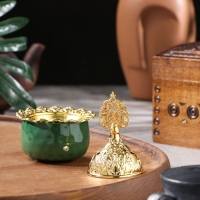 Курильница для благовоний порошковых и конусов "Мешочек", изумрудный, 10,5х6,9 см