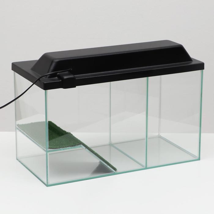 Аквариум - террариум с крышкой и мостиком, 35 литров, 50 x 25 x 30 см, черный Аквариум - террариум с крышкой и мостиком, 35 литров, 50 x 25 x 30 см, черный