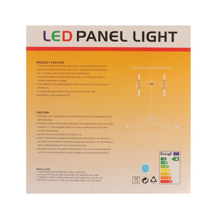Накладной светодиодный светильник C-10, 185х35 мм, 24 Вт, 2160 Лм, 6500 К, круг. Накладной светодиодный светильник C-10, 185х35 мм, 24 Вт, 2160 Лм, 6500 К, круг.