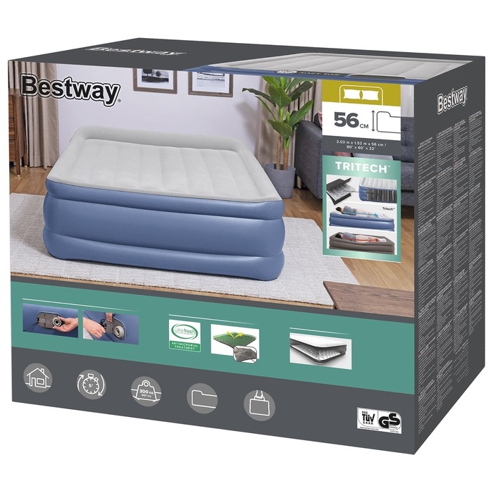 Кровать надувная Queen 203 х 152 х 56 см со встроенным электронасосом 67614 Кровать надувная Queen 203 х 152 х 56 см со встроенным электронасосом 67614