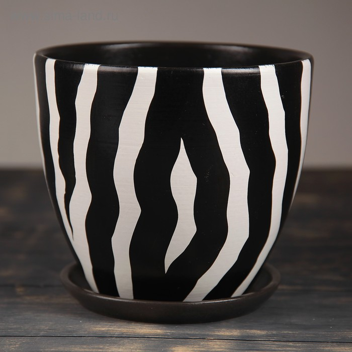 Горшок цветочный Горшок цветочный "Зебра" № 2 Высокий овал, 0,5 л