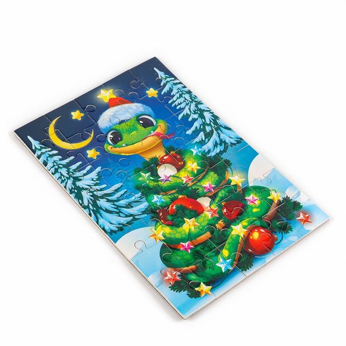 Пазл для детей магнитный деревянный «Новый год! Змея», 21 х 15 см, символ года 2025