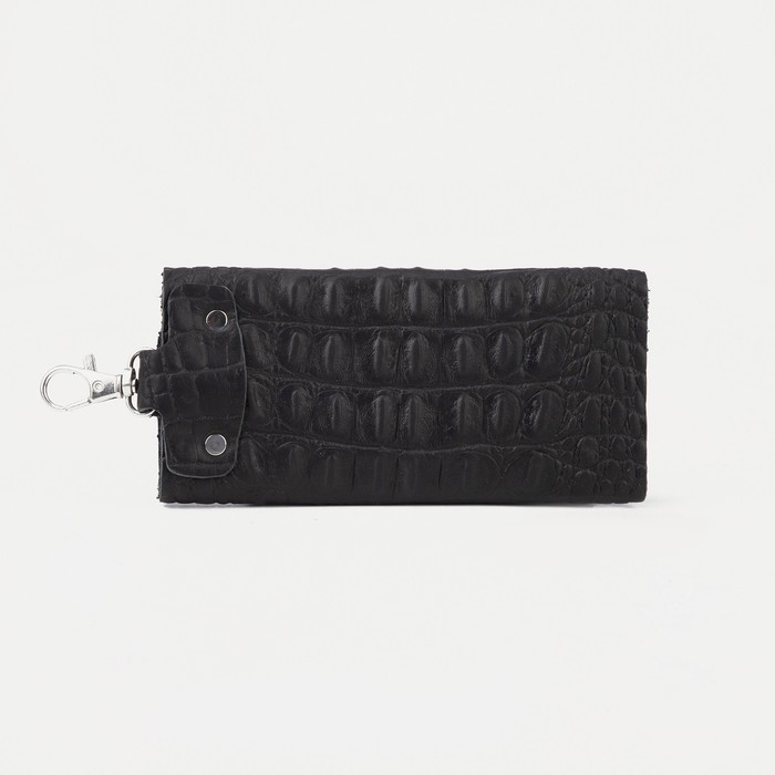 Ключница на кнопке, длина 11 см, кольцо, карабин, цвет чёрный Ключница на кнопке, длина 11 см, кольцо, карабин, цвет чёрный