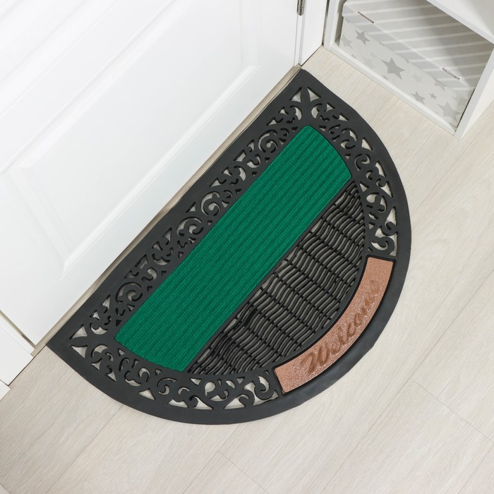 Коврик придверный Доляна Welcome, полукруглый, 50×80 см, цвет МИКС Коврик придверный Доляна Welcome, полукруглый, 50×80 см, цвет МИКС