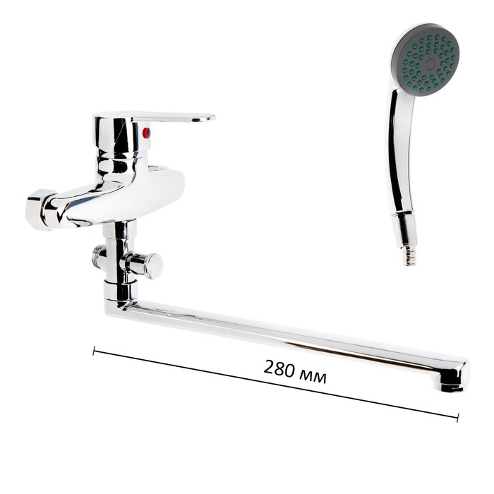 Смеситель для ванны ZEIN Z95350152, картридж керамика 35 мм, с душевым набором, хром Смеситель для ванны ZEIN Z95350152, картридж керамика 35 мм, с душевым набором, хром