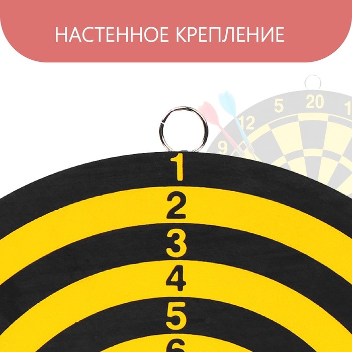 Дартс, мишень диаметром 22 см, 2 дротика Дартс, мишень диаметром 22 см, 2 дротика