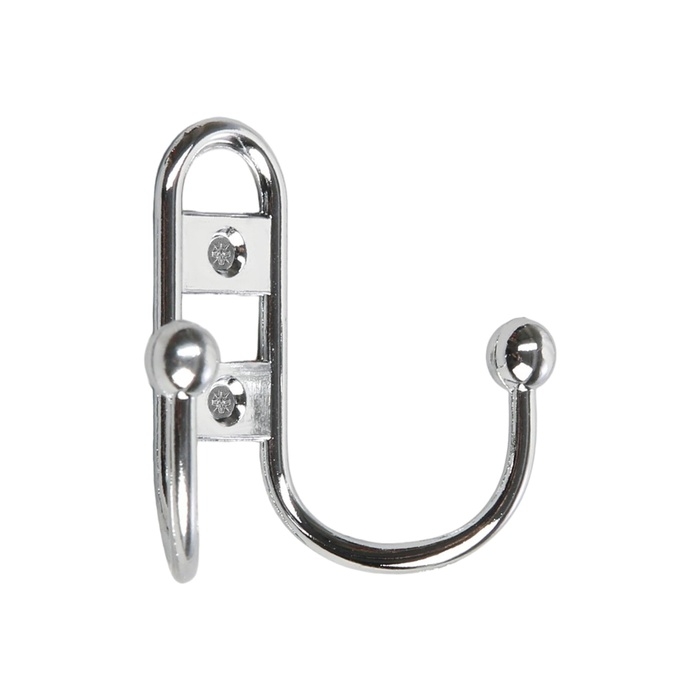 Крючок мебельный ТУНДРА TKD017, двухрожковый, хром Крючок мебельный ТУНДРА TKD017, двухрожковый, хром