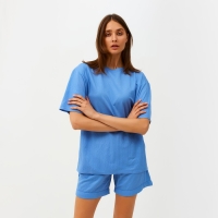 Костюм женский (футболка, шорты) MINAKU: Casual collection цвет голубой, размер 50