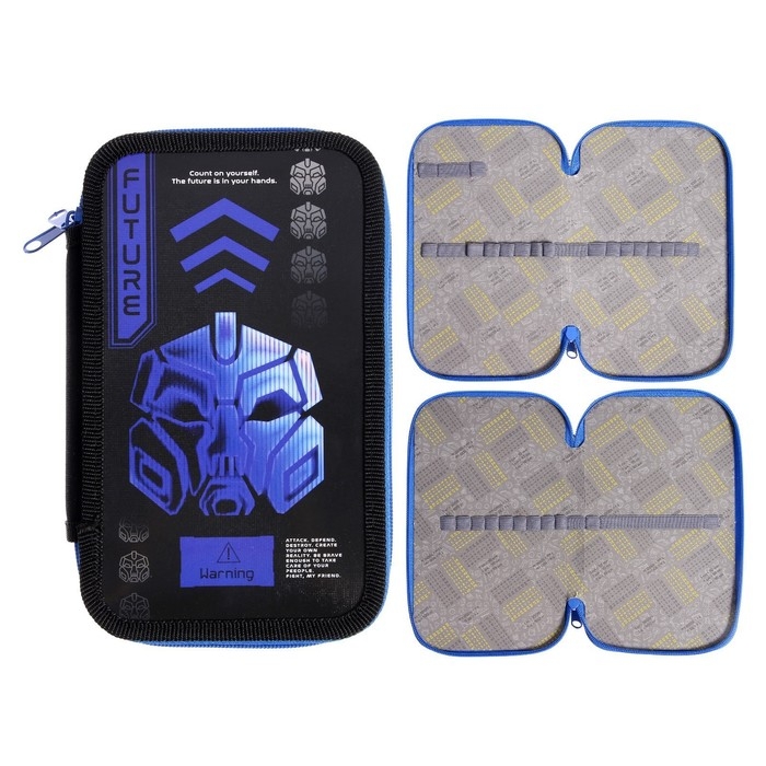 Пенал 2 секции, 125 х 205 х 40 мм, Calligrata 30П26/2 Пенал 2 секции, 125 х 205 х 40 мм, Calligrata 30П26/2 "Робот маска", ламинированный картон