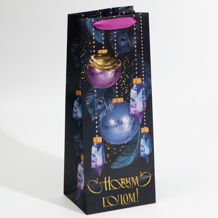 Пакет под бутылку «Новый год», 13 х 36 х 10 см, Новый год