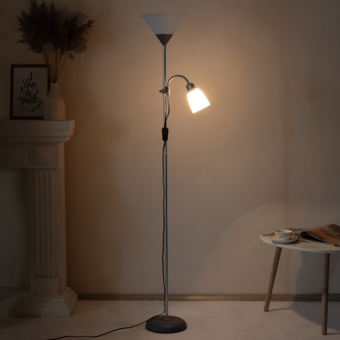 Торшер  Торшер "Тренд 2" 1х40Вт Е27+1хЕ27 40Вт серебристый 22х22х180 см.