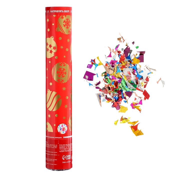 Новогодняя хлопушка пневматическая &laquo;Золотые шарики&raquo;, 30 см, на новый год