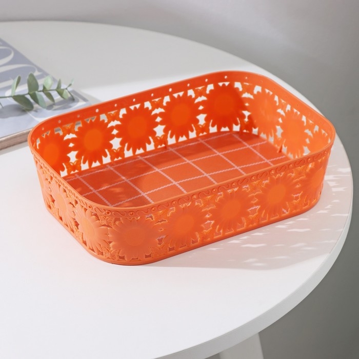 Корзина для хранения Доляна «Подсолнухи», пластик, 24×17×6 см, цвет МИКС Корзина для хранения Доляна «Подсолнухи», пластик, 24×17×6 см, цвет МИКС