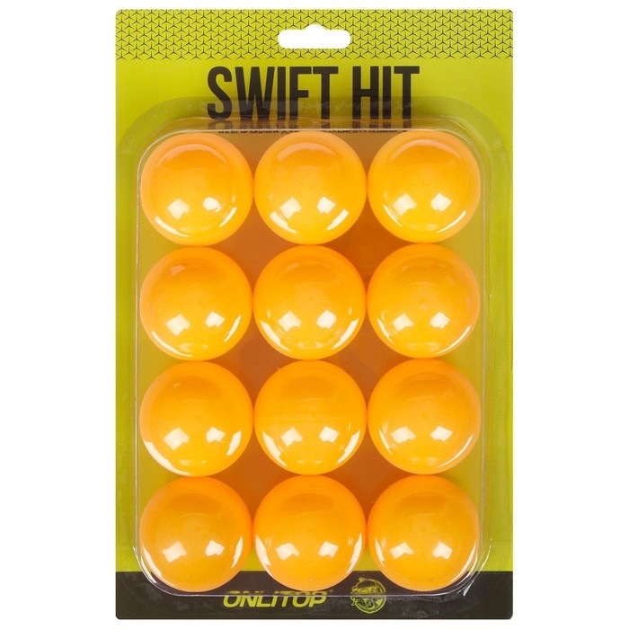 Мяч для настольного тенниса, набор 12 шт., PP, цвет оранжевый