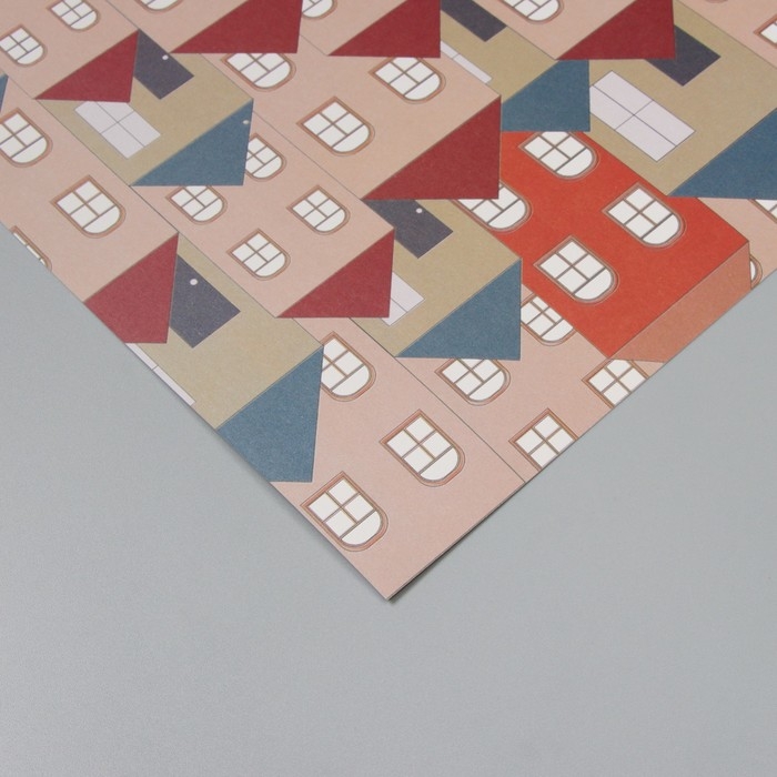 Бумага для скрапбукинга Бумага для скрапбукинга "Домики" плотность 180 гр набор 5 шт 30,5х32 см