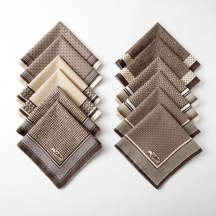 Платки носовые мужские Этель  Платки носовые мужские Этель "Серджио" 30*30 см,(набор 12 шт,) цв.коричневый, рис. МИКС