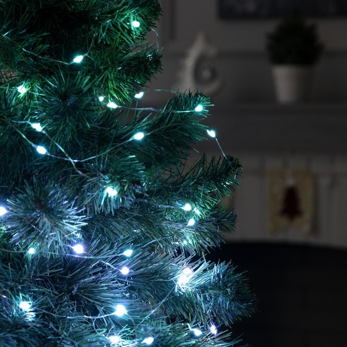 Умная гирлянда «Нить» 10 м роса, IP20, серебристая нить, 100 LED, управление с приложения, свечение RGB, USB Умная гирлянда «Нить» 10 м роса, IP20, серебристая нить, 100 LED, управление с приложения, свечение RGB, USB