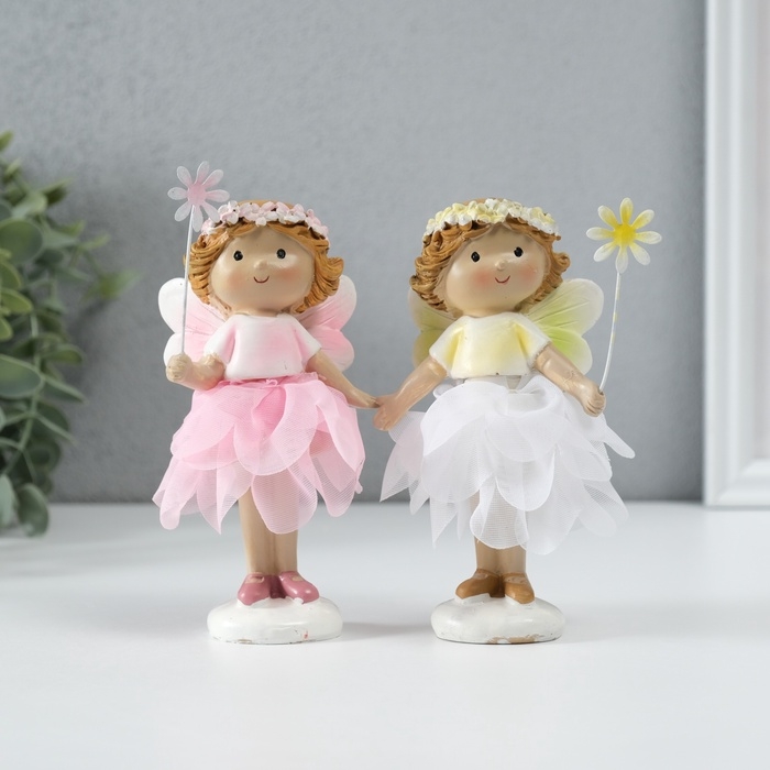 Сувенир полистоун  Сувенир полистоун "Малышка фея в цветочном платье с цветочком" МИКС 8х8х13 см