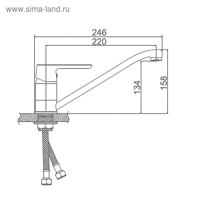 Смеситель для кухни Accoona A4166P, однорычажный, с гайкой, оранжевый Смеситель для кухни Accoona A4166P, однорычажный, с гайкой, оранжевый