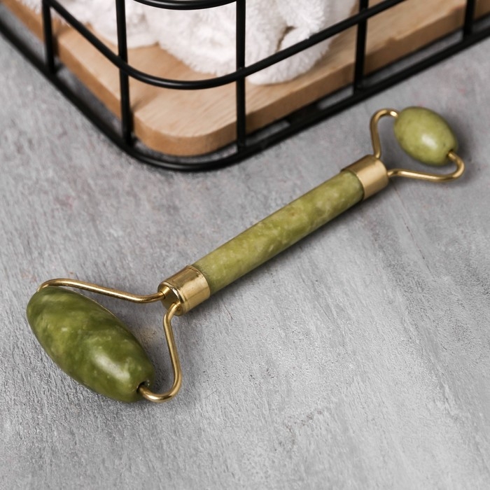 Массажёр, гуаша, для лица и зоны декольте &laquo;Йога&raquo;, кальцит, серпентин 14,2 х 5,5