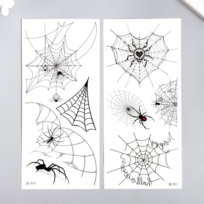 Татуировка на тело чёрная Татуировка на тело чёрная "Пауки и паутины" МИКС 10х21 см